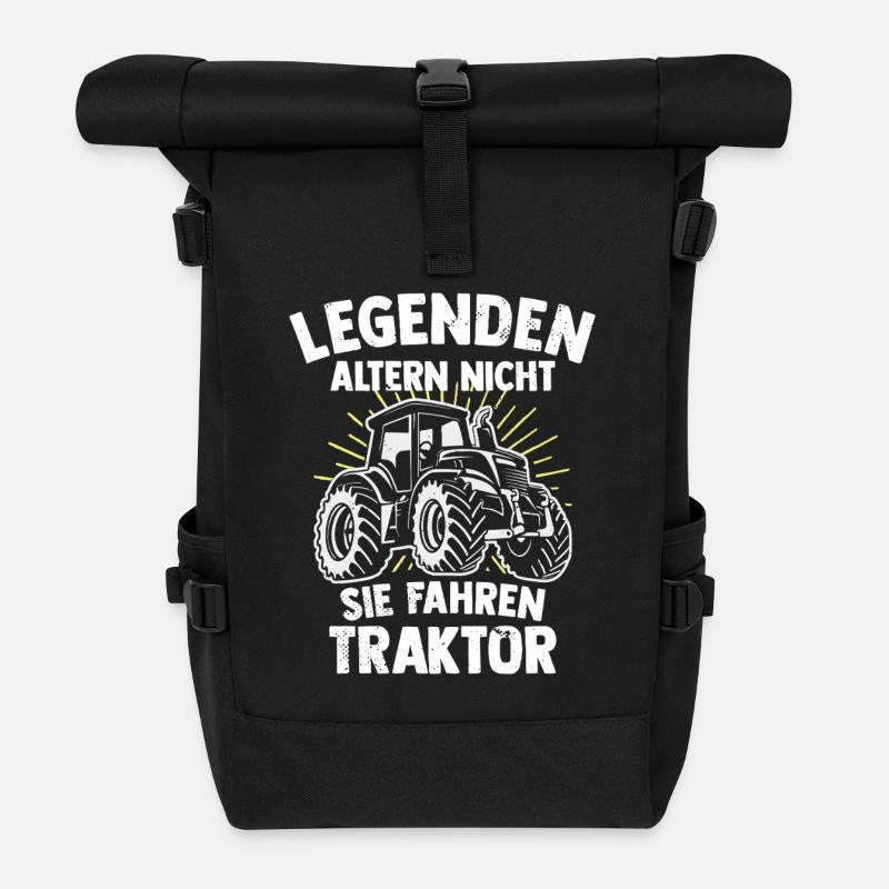 Legenden fahren den Traktor eines Bauern - Rolltop Rucksack - Schwarz