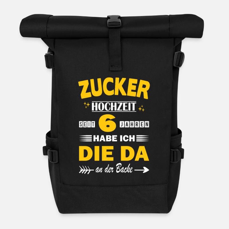 Sugar Wedding 6th Wedding Anniversary Husband 6 Year Marriage - Roll Top Backpack - black
