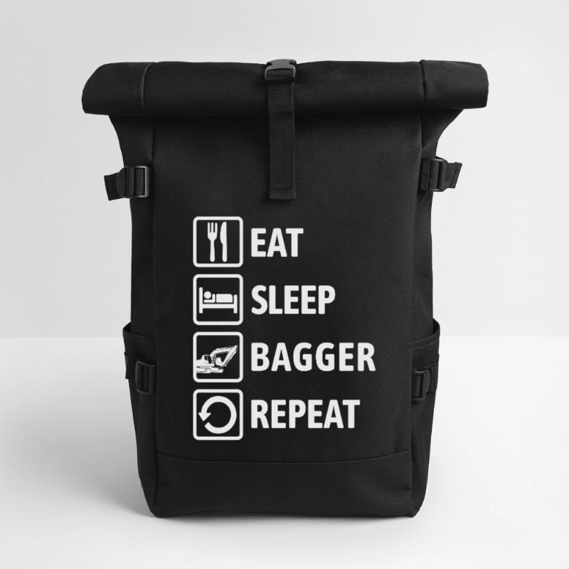 Eat Sleep Bagger Repeat - digging & digging Roll Top Backpack