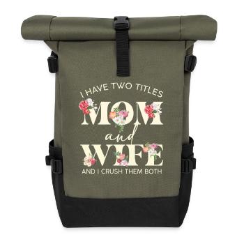 Mama und Frau Florale Doppeltitel - Rolltop Rucksack - Olive/Schwarz - Vorne