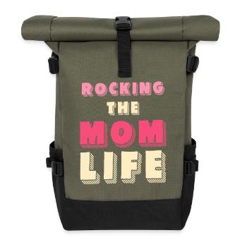 Rocking the Mom Life Shirt - Roll Top Backpack - olive/black - Front
