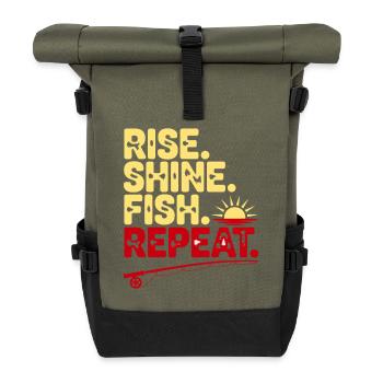 Rise Shine Fish Wiederholung - Rolltop Rucksack - Olive/Schwarz - Vorne