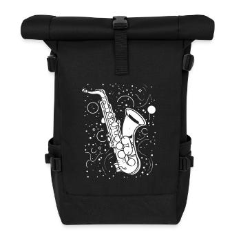 Saxophone Drawing - Roll Top Backpack - black - Front