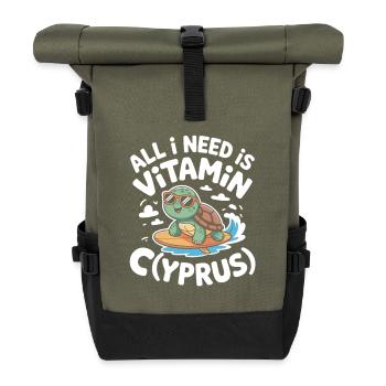 Cyprus All I Need Is Vitamin Cyprus Cyprus Flag - Roll Top Backpack - olive/black - Front