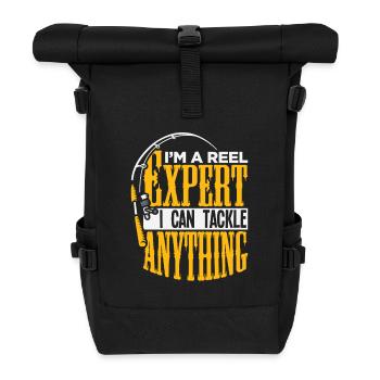 Angler Fisherman Petri Disciple Saying Fishing Funny - Roll Top Backpack - black - Front