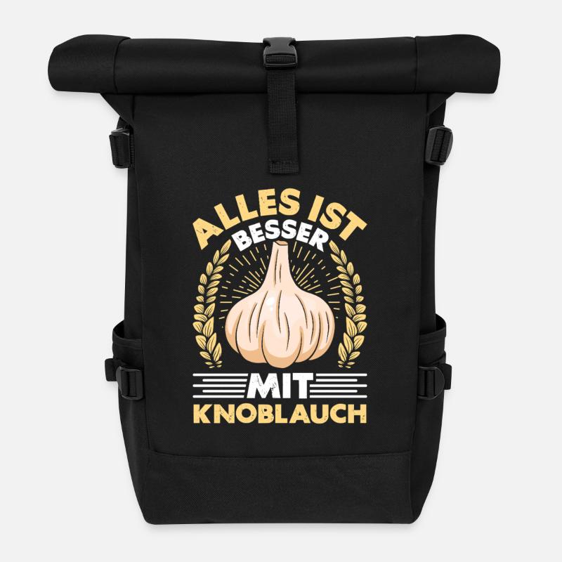 Kochkleidung ALLES IST BESSER MIT KNOBLAUCH - Rolltop Rucksack - Schwarz