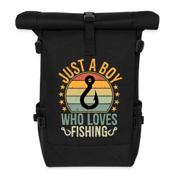 Youth Fishing Camo Bass Fish Just A Boy Who Loves  - Rolltop Rucksack - Schwarz - Vorne