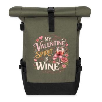 Valentinsgeist ist Wein - Rolltop Rucksack - Olive/Schwarz - Vorne