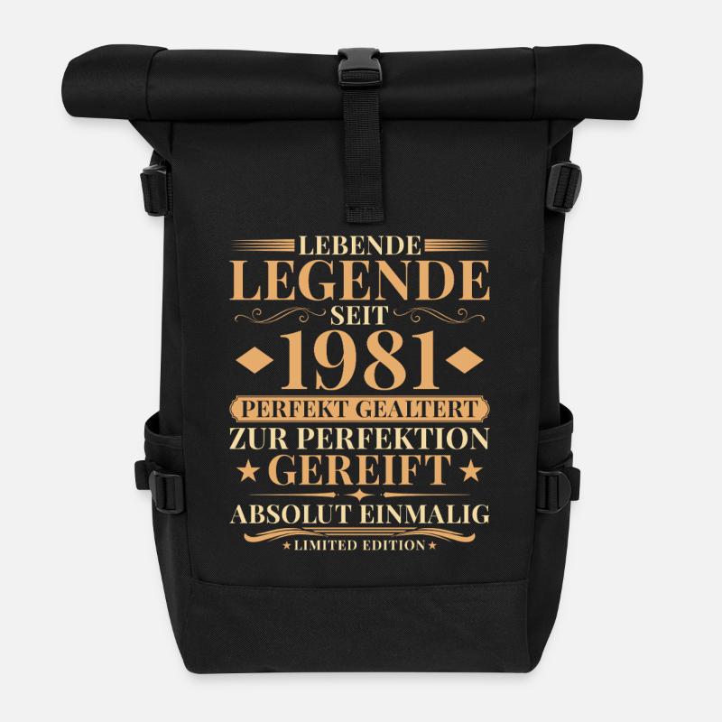 45. Geburtstag Perfekt gealtert seit 1981 - Rolltop Rucksack - Schwarz
