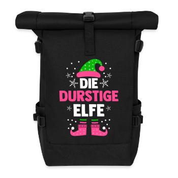 Weihnachten Die Durstige Elfe - Rolltop Rucksack - Schwarz - Vorne