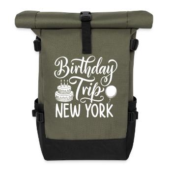 New York Birthday Trip - Roll Top Backpack - olive/black - Front