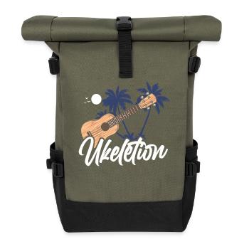 Hawaiian Ukulele Uke Ukelution - Rolltop Rucksack - Olive/Schwarz - Vorne