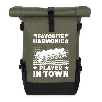 Harmonica Musican Favorite Player In Town - Rolltop Rucksack - Olive/Schwarz - Vorne