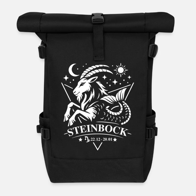 Capricorn Zodiac Sign - Roll Top Backpack - black