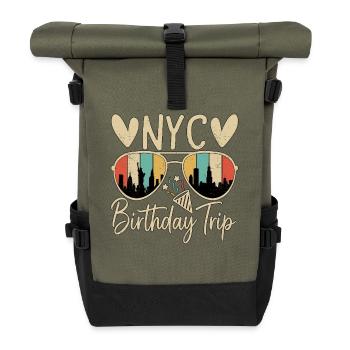 NYC Birthday Trip - Rolltop Rucksack - Olive/Schwarz - Vorne