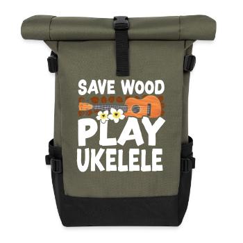 Ukulélé hawaïen Ukulélé Sauve le bois - Sac à dos roll top - olive/noir - Devant