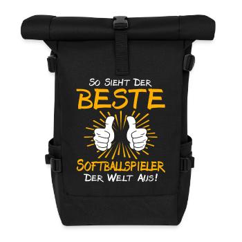 Softball Player Gift Idea - Roll Top Backpack - black - Front