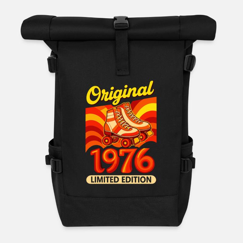 Patins à roulettes rétro rétro édition limitée originale de 1976 - Sac à dos roll top - noir