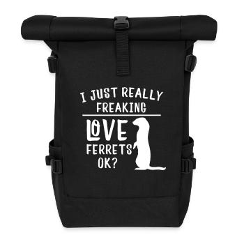 Ich liebe Frettchen einfach verdammt sehr – okay, lustiges Wortspiel - Rolltop Rucksack - Schwarz - Vorne