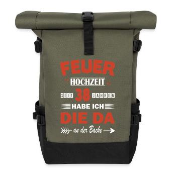 38 Years Relationship Anniversary Wedding Anniversary - Roll Top Backpack - olive/black - Front