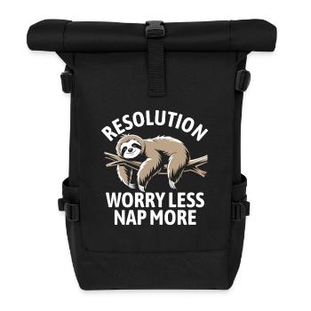 Worry less, nap more | good intentions - Roll Top Backpack - black - Front