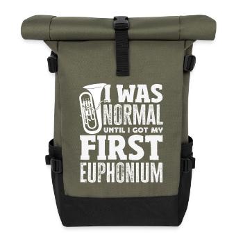 Vintage Euphonium Spieler - Rolltop Rucksack - Olive/Schwarz - Vorne