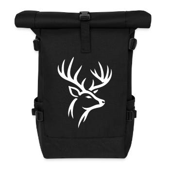 Hirschkopf - Rolltop Rucksack - Schwarz - Vorne