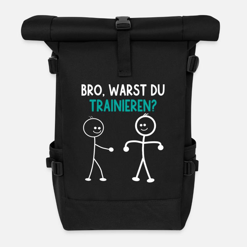 Strichmännchen WARST DU TRAINIEREN LUSTIG - Rolltop Rucksack - Schwarz