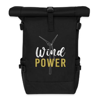 Windrad Windenergie Windkraft - Rolltop Rucksack - Schwarz - Vorne