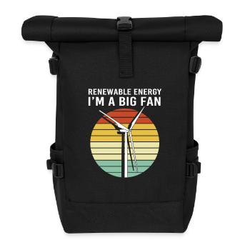 Windkraft Windrad Windenergie - Rolltop Rucksack - Schwarz - Vorne