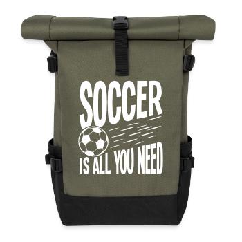 Soccer ist alles, was du brauchst - Rolltop Rucksack - Olive/Schwarz - Vorne