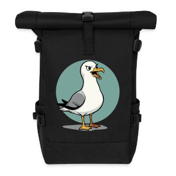 Naughty Seagull Funny Coastal Child Maritime - Roll Top Backpack - black - Front