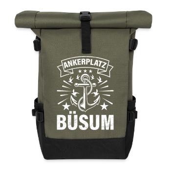 North Sea Wadden Sea ANCHORAGE BÜSUM Funny - Roll Top Backpack - olive/black - Front