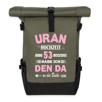 53 Jahre Beziehung Jahrestag Hochzeitstag - Rolltop Rucksack - Olive/Schwarz - Vorne