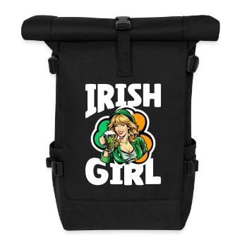 Irish Girl mit Grünem Kleeblatt - Rolltop Rucksack - Schwarz - Vorne
