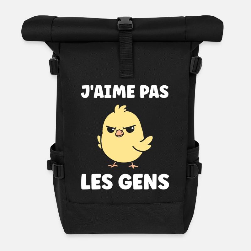 J'aime pas les gens - Sac à dos roll top - noir