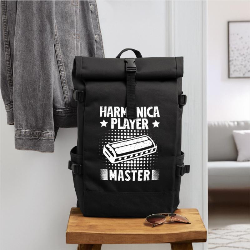 Harmonica Musican Player Master Harmonica Roll Top Backpack