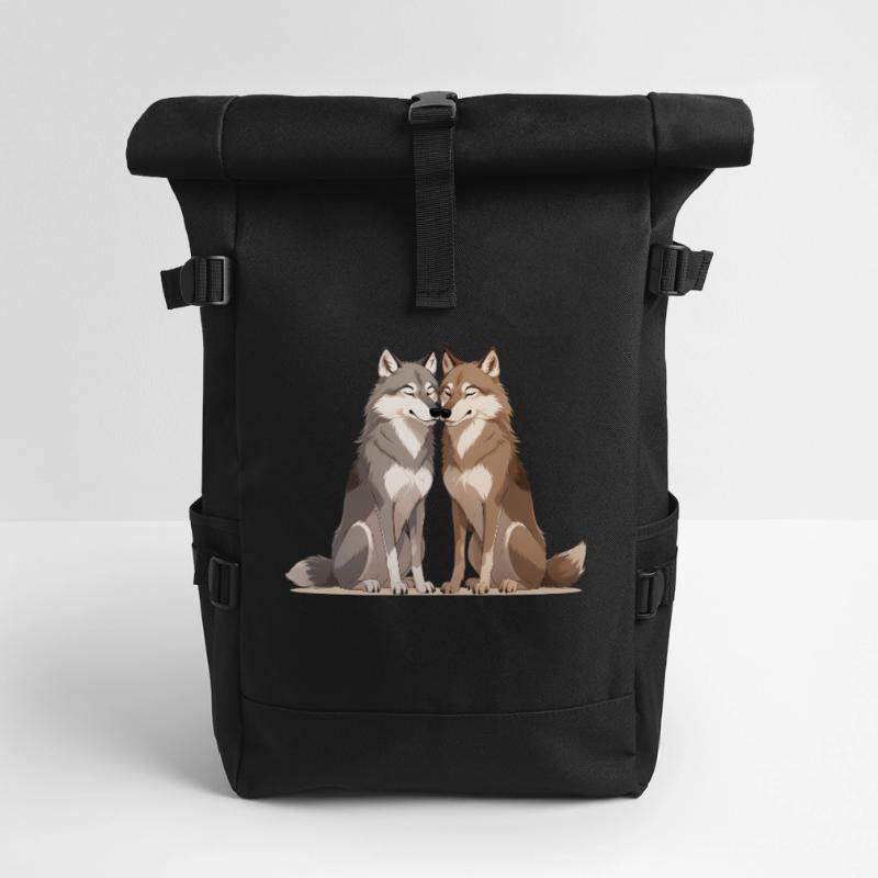 Hugging Wolves Duo Roll Top Backpack