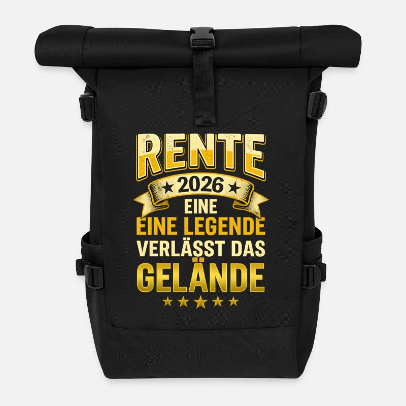 Rente 2026: Legende verlässt Gelände - Rolltop Rucksack - Schwarz