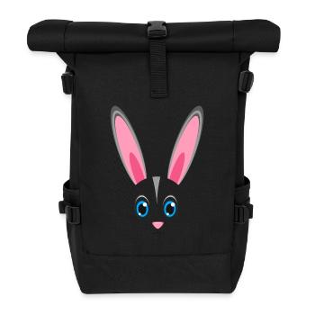 Niedliches Kaninchengesicht Kawaii Bunny Oster-Faulheitskostüm - Rolltop Rucksack - Schwarz - Vorne