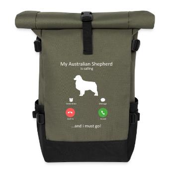 Berger australien appelle « Je dois y aller maman - Sac à dos roll top - olive/noir - Devant