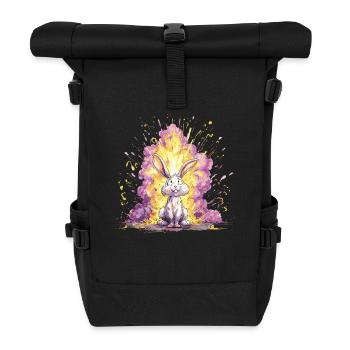 Color Explosion Bunny Illustration - Roll Top Backpack - black - Front