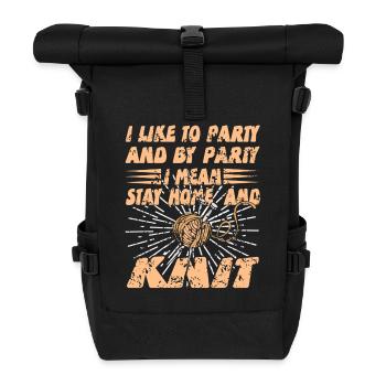 Stay Home and Knit Funny Introvert Humor Saying - Roll Top Backpack - black - Front