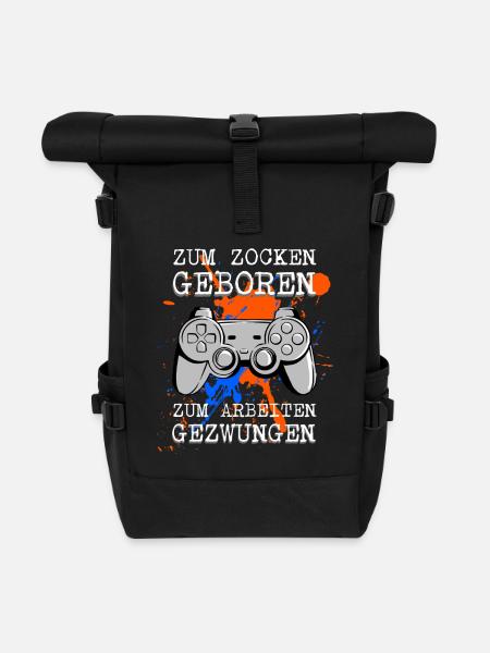 Né pour jouer Forcé de travailler - Sac à dos roll top - noir
