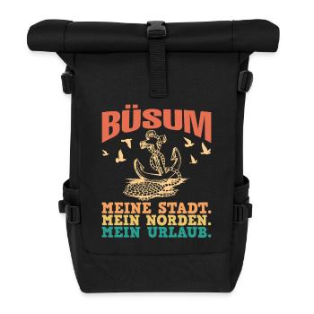 Büsumer BÜSUM MEINE STADT MEIN NORDEN Lustig - Rolltop Rucksack - Schwarz - Vorne