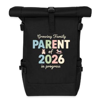 Growing Family – Parent of 2026 - Roll Top Backpack - black - Front