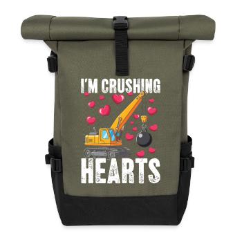 Crushing Hearts Crane - Roll Top Backpack - olive/black - Front