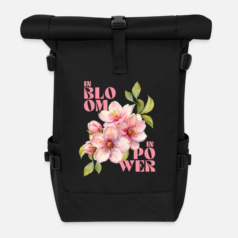IN BLOOM - IN POWER - Rolltop Rucksack - Schwarz