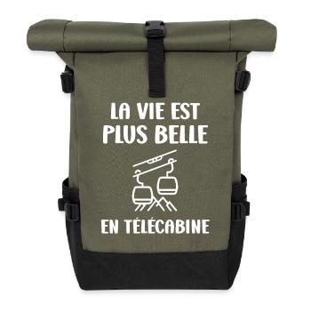Life in an alpine gondola - Roll Top Backpack - olive/black - Front