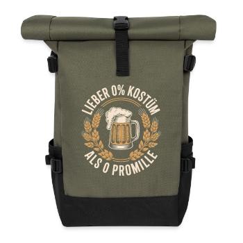 Lieber 0% Kostüm als 0 Promille Saufen Karneval - Rolltop Rucksack - Olive/Schwarz - Vorne